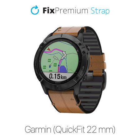 FixPremium - Lederarmband für Garmin (QuickFit 22mm), hellbraun