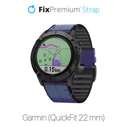 FixPremium - Lederarmband für Garmin (QuickFit 22mm), blau
