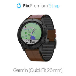 FixPremium - Lederarmband für Garmin (QuickFit 26mm), Braun