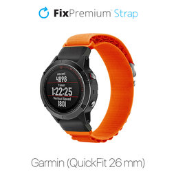 FixPremium - Alpiner Schlaufengurt für Garmin (QuickFit 26mm), orange