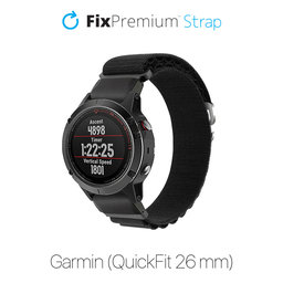 FixPremium - Alpiner Schlaufengurt für Garmin (QuickFit 26mm), schwarz