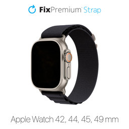 FixPremium - Alpine Loop Armband für Apple Watch (42, 44, 45 und 49mm), schwarz