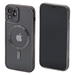 FixPremium - Kristall Hülle mit MagSafe für iPhone 12, schwarz
