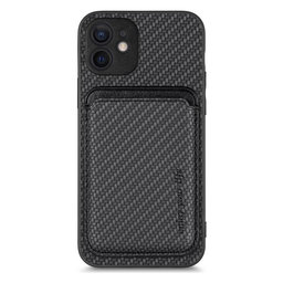 FixPremium - Carbon Hülle mit MagSafe Wallet für iPhone 12, schwarz