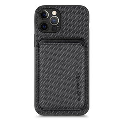 FixPremium - Carbon Hülle mit MagSafe Wallet für iPhone 12 Pro Max, schwarz