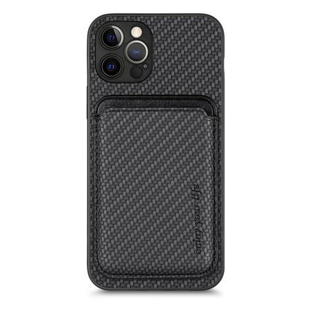 FixPremium - Carbon Hülle mit MagSafe Wallet für iPhone 12 Pro Max, schwarz