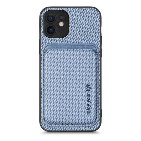 FixPremium - Carbon Hülle mit MagSafe Wallet für iPhone 12 mini, blau