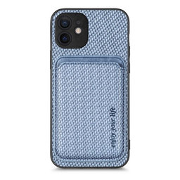FixPremium - Carbon Hülle mit MagSafe Wallet für iPhone 12, blau