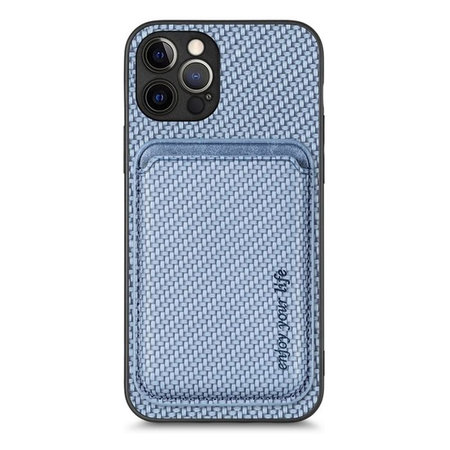 FixPremium - Carbon Hülle mit MagSafe Wallet für iPhone 12 Pro Max, blau