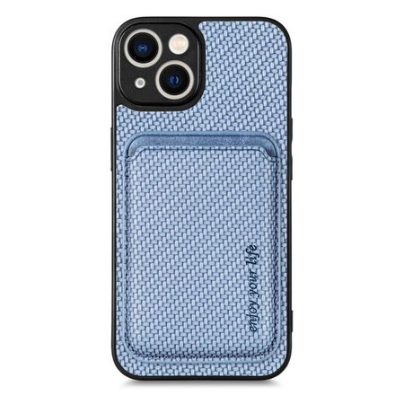 FixPremium - Carbon Hülle mit MagSafe Wallet für iPhone 13 und 14, blau