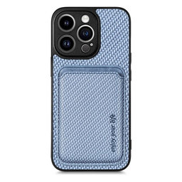 FixPremium - Carbon Hülle mit MagSafe Wallet für iPhone 13 Pro, blau