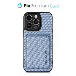 FixPremium - Carbon Hülle mit MagSafe Wallet für iPhone 14 Pro Max, blau