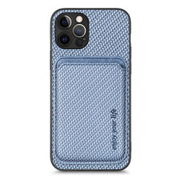 FixPremium - Hülle Carbon mit MagSafe Wallet für iPhone 12 Pro, blau