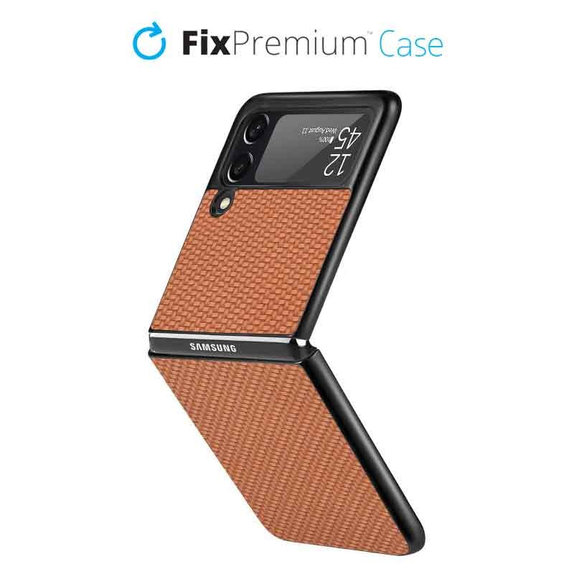FixPremium - Carbon Hülle für Samsung Galaxy Z Flip 2, braun