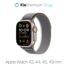 FixPremium - Remienok Trail Loop pre Apple Watch (42, 44, 45 und 49mm), grau