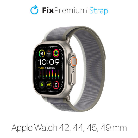 FixPremium - Remienok Trail Loop pre Apple Watch (42, 44, 45 und 49mm), grau