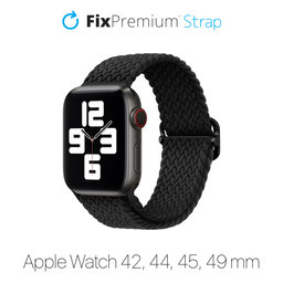 FixPremium - Remienok Solo Loop pre Apple Watch (42, 44, 45 und 49mm), schwarz