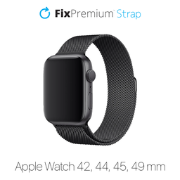 FixPremium - Remienok Milanese Loop pre Apple Watch (42, 44, 45 und 49mm), schwarz
