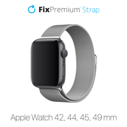 FixPremium - Remienok Milanese Loop pre Apple Watch (42, 44, 45 und 49mm), silber