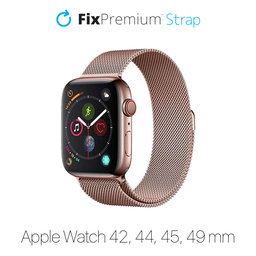 FixPremium - Remienok Milanese Loop pre Apple Watch (42, 44, 45 und 49mm), rose gold