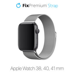FixPremium - Remienok Milanese Loop pre Apple Watch (38, 40 und 41mm), silber