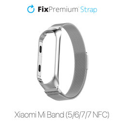 FixPremium - Remienok Milanese Loop pre Xiaomi Mi Band (5/6/7/7 NFC), silber