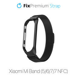 FixPremium - Remienok Milanese Loop pre Xiaomi Mi Band (5/6/7/7 NFC), schwarz