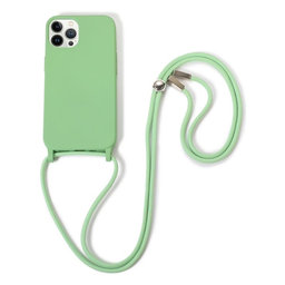 FixPremium - Silikonhülle mit Umhängeband für iPhone 12 und 12 Pro, grün
