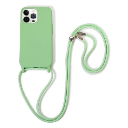 FixPremium - Silikonhülle mit Umhängeband für iPhone 12 Pro Max, grün