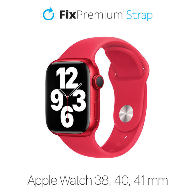 FixPremium - Silikonarmband für Apple Watch (38, 40 und 41mm), rot