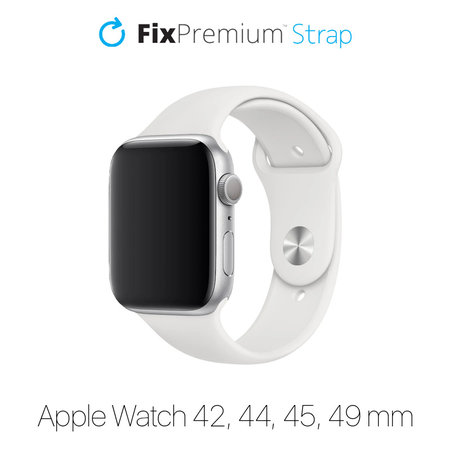 FixPremium - Silikonarmband für Apple Watch (42, 44, 45 und 49mm), weiß