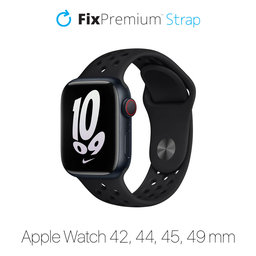 FixPremium - Sport Silikonarmband für Apple Watch (42, 44, 45 und 49mm), schwarz