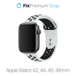FixPremium - Sport Silikonarmband für Apple Watch (42, 44, 45 und 49mm), weiß