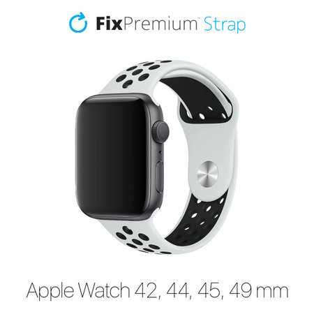 FixPremium - Sport Silikonarmband für Apple Watch (42, 44, 45 und 49mm), weiß