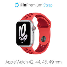 FixPremium - Sport Silikonarmband für Apple Watch (42, 44, 45 und 49mm), rot