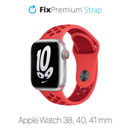 FixPremium - Sport Silikonarmband für Apple Watch (38, 40 und 41mm), rot