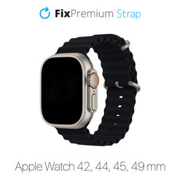 FixPremium - Armband Ocean Loop für Apple Watch (42, 44, 45 und 49mm), schwarz