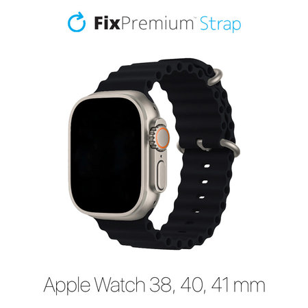 FixPremium - Armband Ocean Loop für Apple Watch (38, 40 und 41mm), schwarz