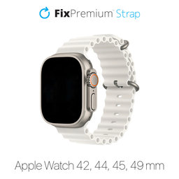 FixPremium - Armband Ocean Loop für Apple Watch (42, 44, 45 und 49mm), weiß