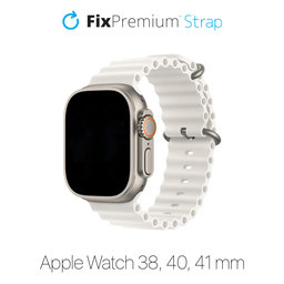 FixPremium - Armband Ocean Loop für Apple Watch (38, 40 und 41mm), weiß