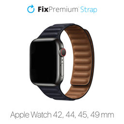 FixPremium - Armband Leather Loop TPU für Apple Watch (42, 44, 45 und 49mm), schwarz