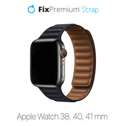 FixPremium - Armband Leather Loop TPU für Apple Watch (38, 40 und 41mm), schwarz
