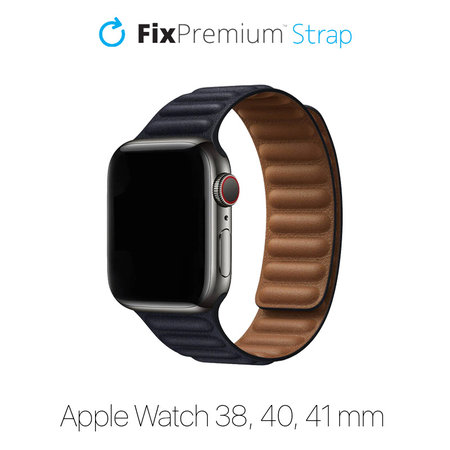 FixPremium - Armband Leather Loop TPU für Apple Watch (38, 40 und 41mm), schwarz