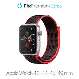 FixPremium - Nylonband für Apple Watch (42, 44, 45 und 49mm), rot