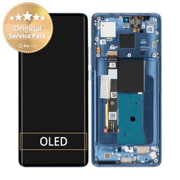 Motorola Edge 40 - LCD Display + Touchscreen Front Glas + Rahmen (Lunar Blue) - 5D68C22671 Genuine Service Pack