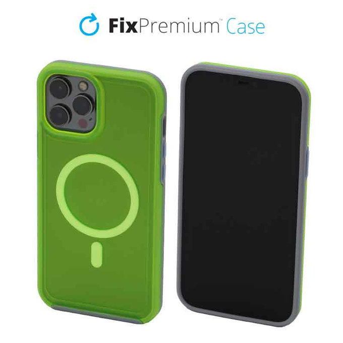 FixPremium - Hülle Clear mit MagSafe für iPhone 12 Pro Max, neon green