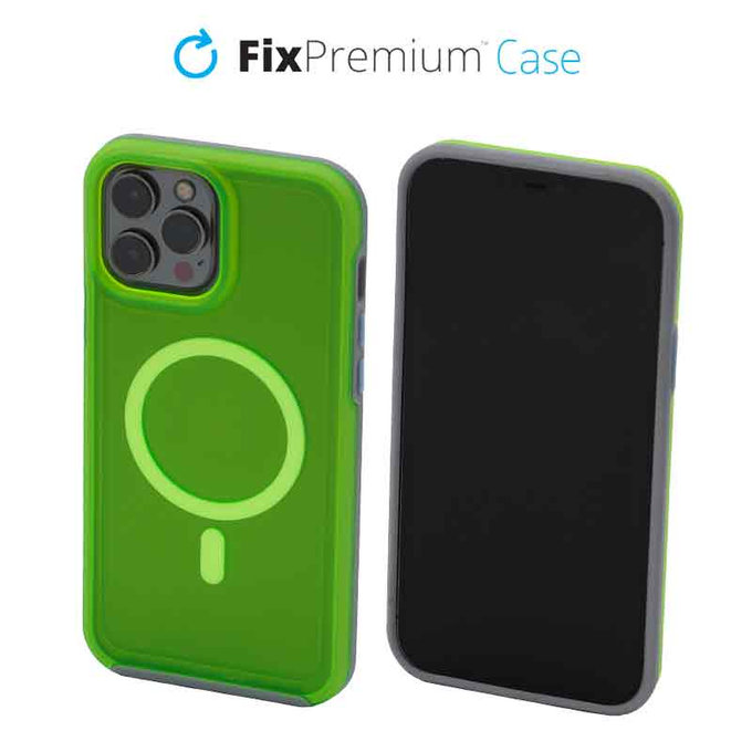 FixPremium - Hülle Clear mit MagSafe für iPhone 13 Pro Max, neon green