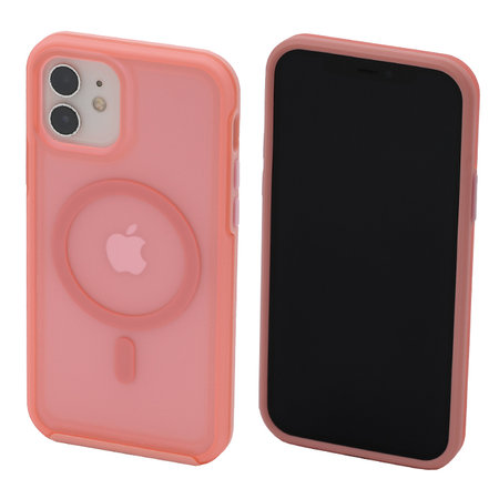 FixPremium - Hülle Clear s MagSafe für iPhone 12 und 12 Pro, peach pink