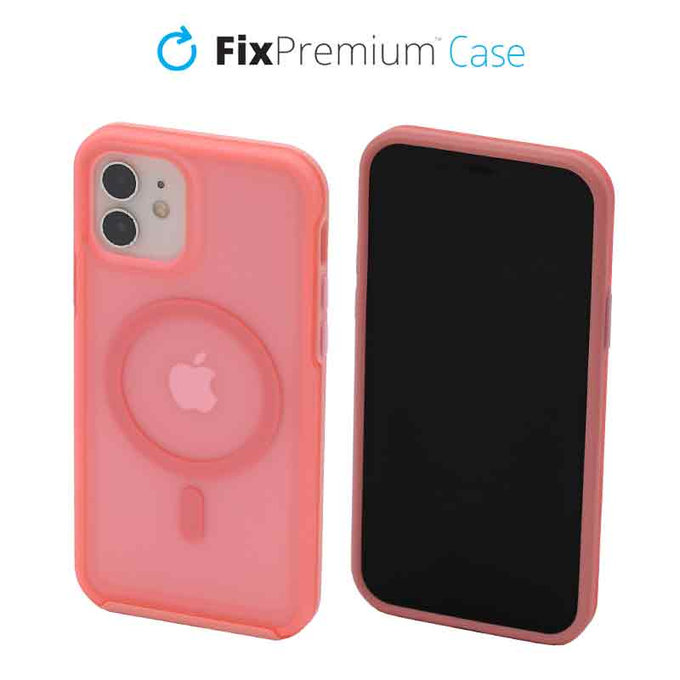 FixPremium - Hülle Clear mit MagSafe für iPhone 12 und 12 Pro, peach pink