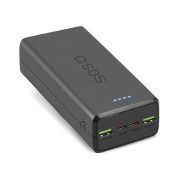 SBS - PowerBank 30 000 mAh, 2x USB-C, 2x USB PowerDelivery 20W, schwarz